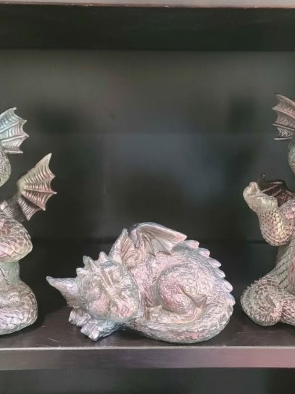 Decorative Iridescent Zen Dragon Figurine - Set Of 3